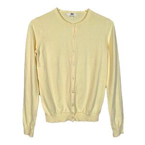 Uniqlo Pale Yellow Button Front Long Sleeve Cardigan Size Small